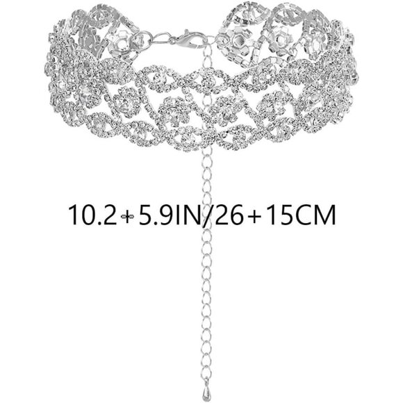 Rhinestone Choker Necklace Jewelry Silver Bling Diamond Chokers for Women Silver - Picture 4 of 7